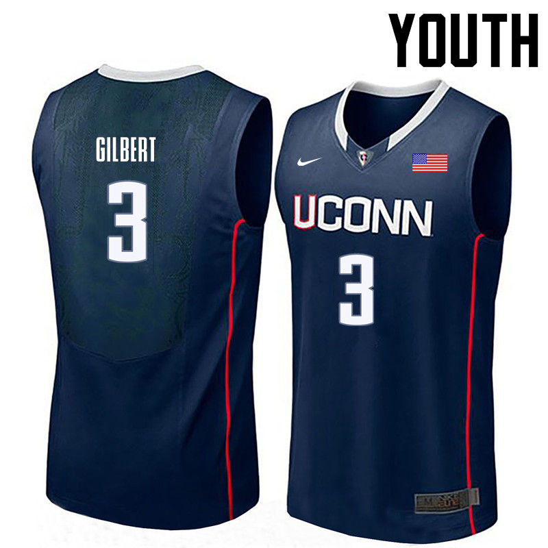 Youth Uconn Huskies #3 Alterique Gilbert College Basketball Jerseys-Navy - Click Image to Close